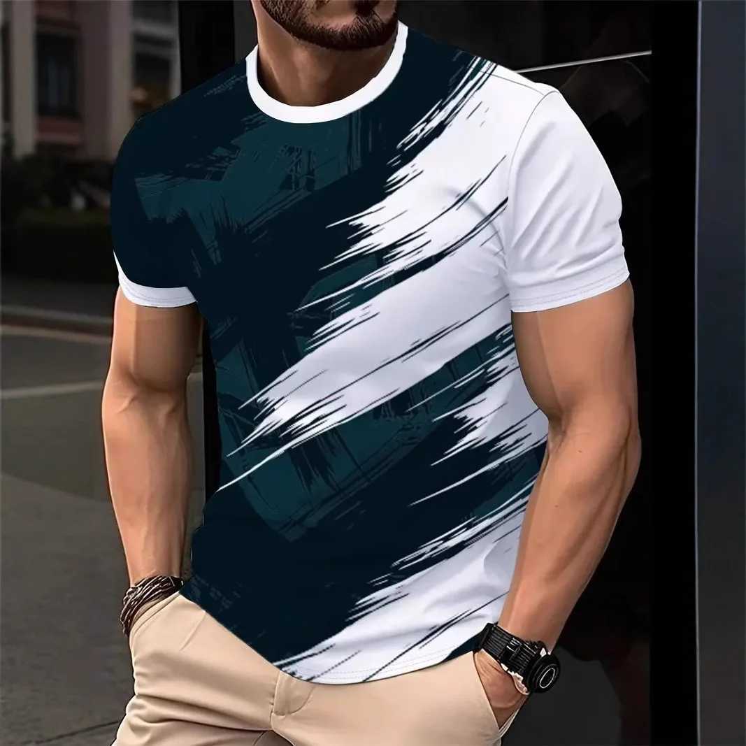 2025 Summer Mens Fashion Digital Printing 3D T-shirt Fast Drying Fitness Training Clothing Running Short Sleeve Trend T-shirt W250425