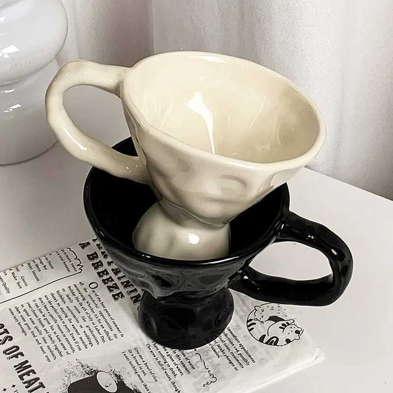 Nordic Ins Solid Color Goblets Mug Cup Ornaments Living Room Kitchen Ceramic Office Coffee Cup Craft Home Decoration Accessories Y251125