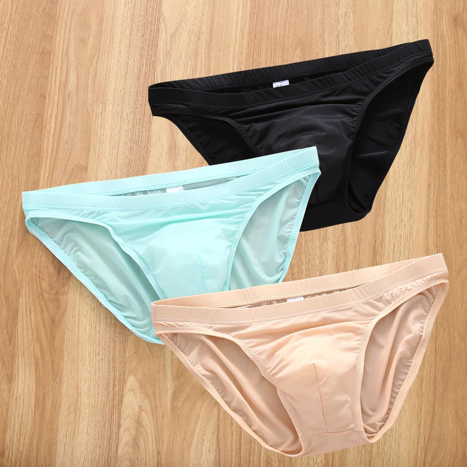 3 mens summer underwear breathable thin silk fabric transparent quick drying largesized sports shorts 250417