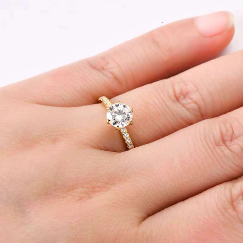 GRA Certificate 925 Silver Sparkle Real 1CT Moissanite 6.5mm D VVS1 Diamond Wedding Rings for Women