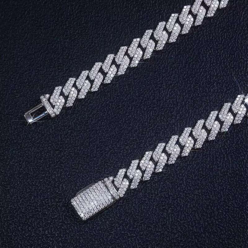 Fine Jewelry Necklaces 925 Silver Mossanite Diamond 10mm Cuban Link Chain Necklaces for Women Cuban Bracelet Diamond Cuban
