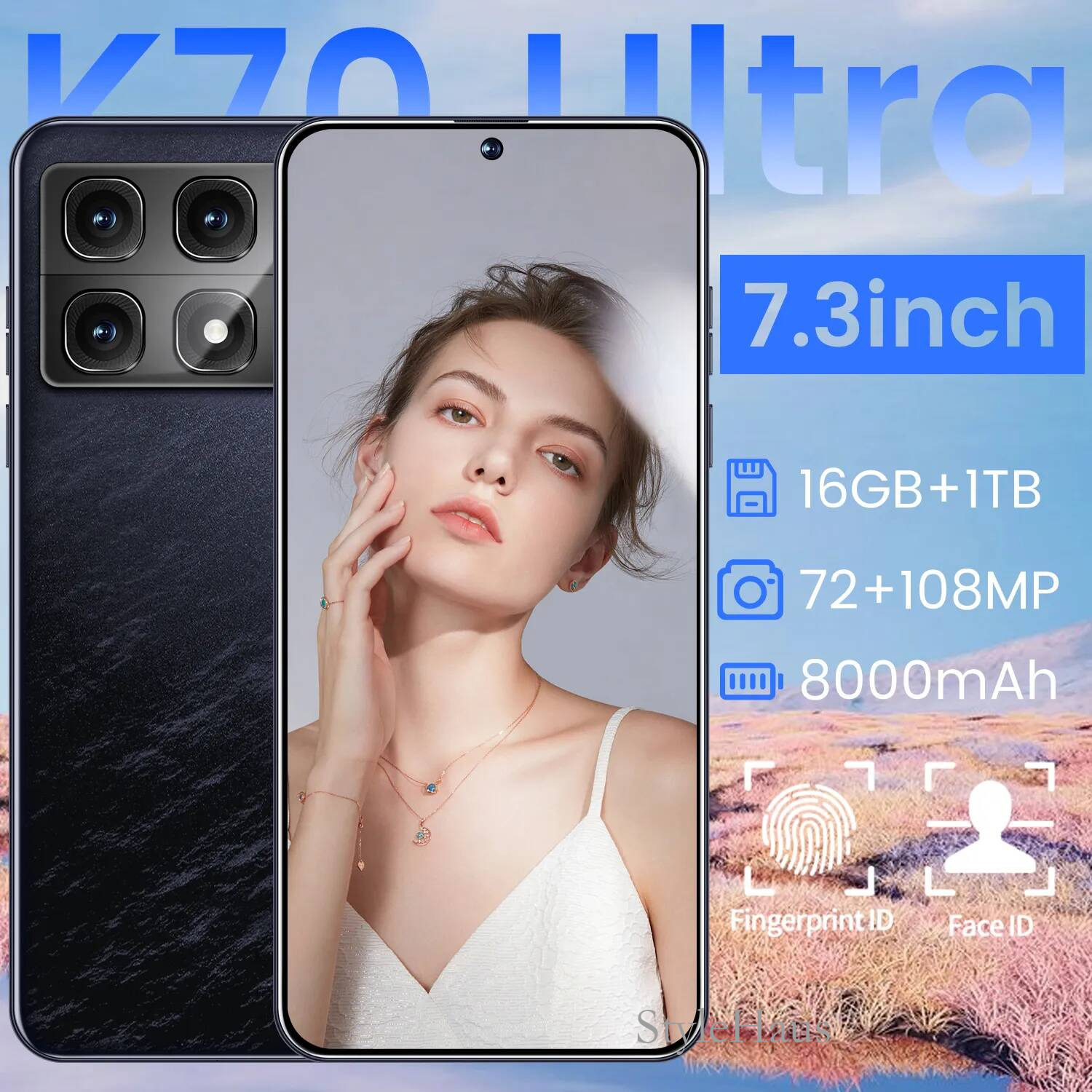 Original K70 Ultra 5G Mobile Phone Gaming 16GB RAM 512GB ROM Dimensity 9300+ 50.0MP NFC 5500mAh Android 6.67 Full Screen Fingerprint ID Face Smart Cel