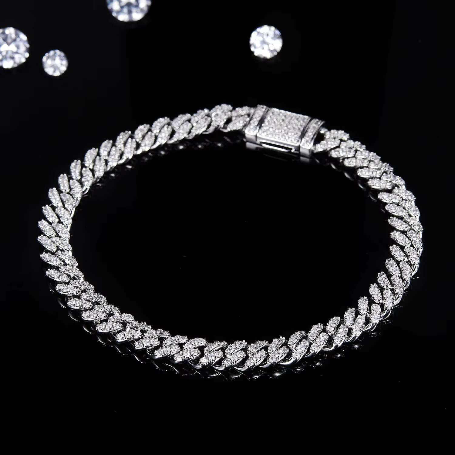 Trendy Personalized Moissanite Necklace 925 Sterling Silver Plated 18k Gold Popular European And American 6mm Cuban Chain