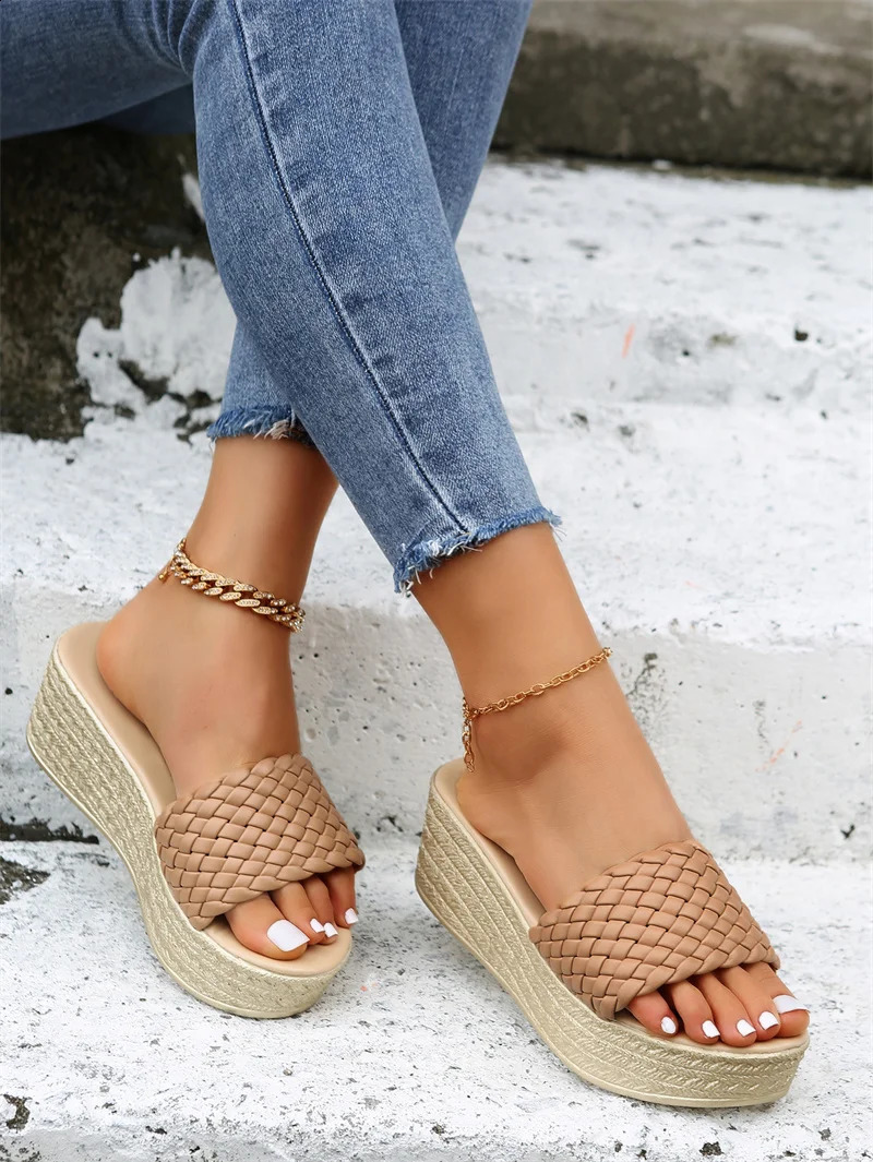 2024 Summer round toe casual and comfortable fish mouth wedge platform shoes solid color fashion sexy womens sandals 250421