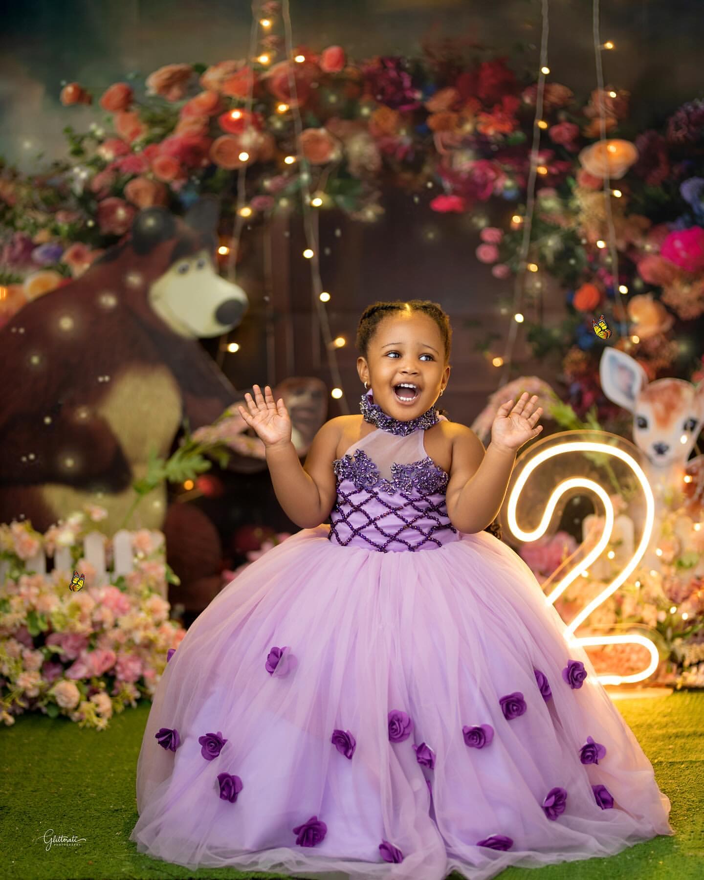 2026 Lilac Ball Gown Flower Girl Dresses Flowers Beaded Appliques Tulle Halter Little Girl Christmas Peageant Birthday Christening Tutu Dress Gowns ZJ