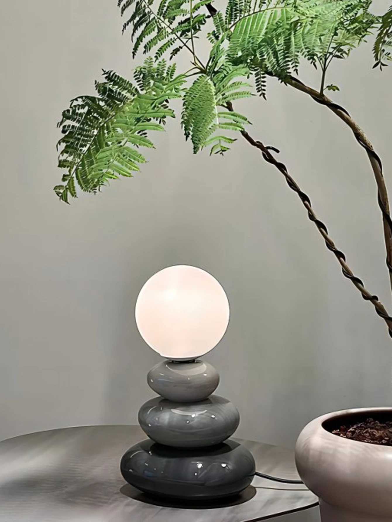 Orange/Blue/Gray ceramics led table lamp for bedroom desk Mood light Lamp bedside table moon stromatolite Room decorating items C251125