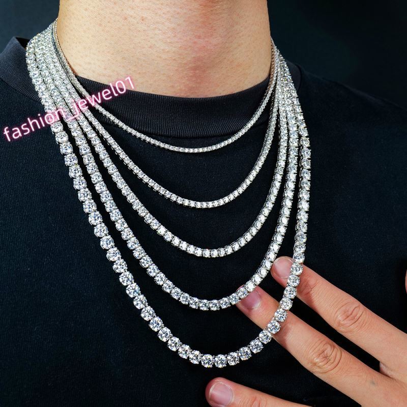 Mens and Womens Hip Hop Jewelry Trendy Wholesale 2-6mm Gra Certified 925 Silver Vvs Mossanite Moissanite Tennis Necklace Chain