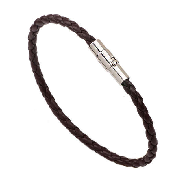 Boutique Handpiece 4MM Thick Serpentine Leather Rope Braided Magnetic Buckle Bracelet Versatile