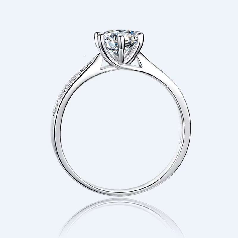 Trend Exquisite Jewelry S925 Silver Platinum Plated Moissanite Diamond Ring Simple Fashion Design Womens Engagement Rings