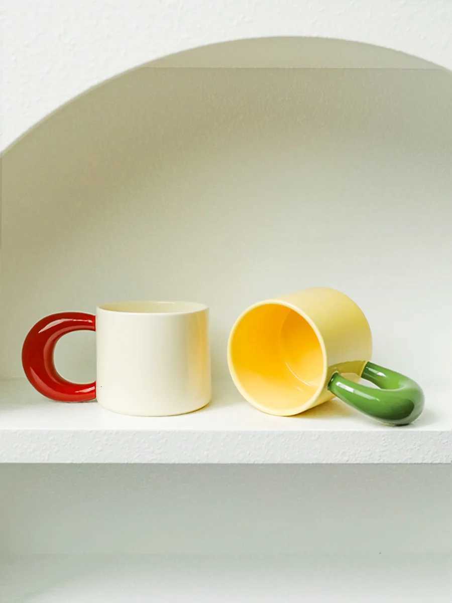 Simple High Quty Ceramic Breakfast Mugs Daily Household Large Capicity Coffee Cups Ins Style Restaurant Afternoon Tea Cups Y251125