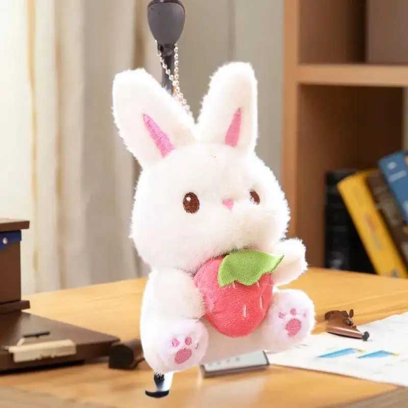 Lovely Strawberry Bunny Plush Doll Keychain Cartoon Hanging Decor for Student Backpack Bag Pendant GiftXJ251125