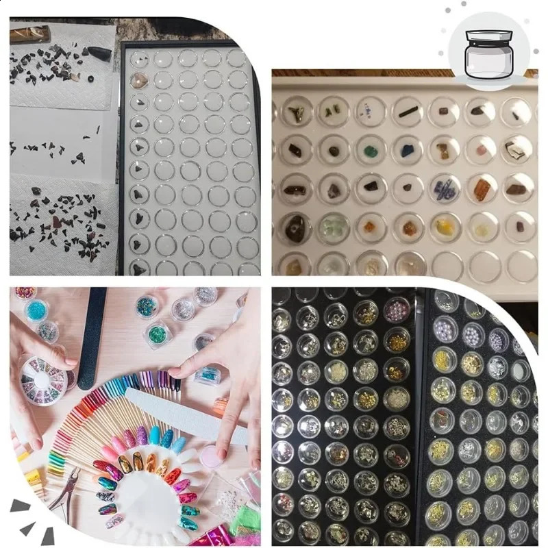 1Set 50 Gem Display Case Diamond Gemstone Storage Box Small Round Plastic Containers Box Jewelry Organizer Container with Foam 250424