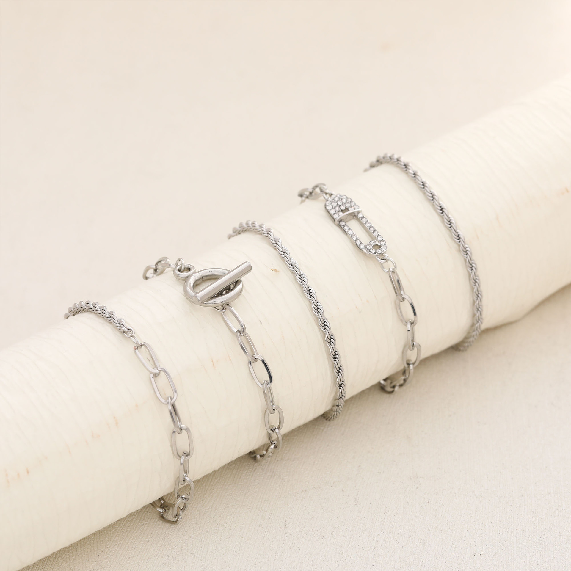 Fashionable and personalized diamond-studded twist chain 5-piece set bracelet hand designer bracelet women luxury jewelry designer bracelet men love b - view 7