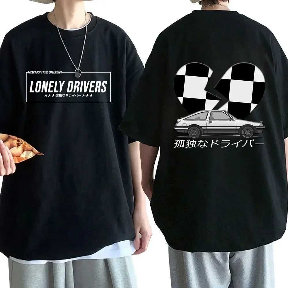 Anime Drift AE86 Original D Double sided T-shirt O-neck Short sleeved Summer Casual Unisex R34 Skyline GTR JDM Manga T-shirt W250425