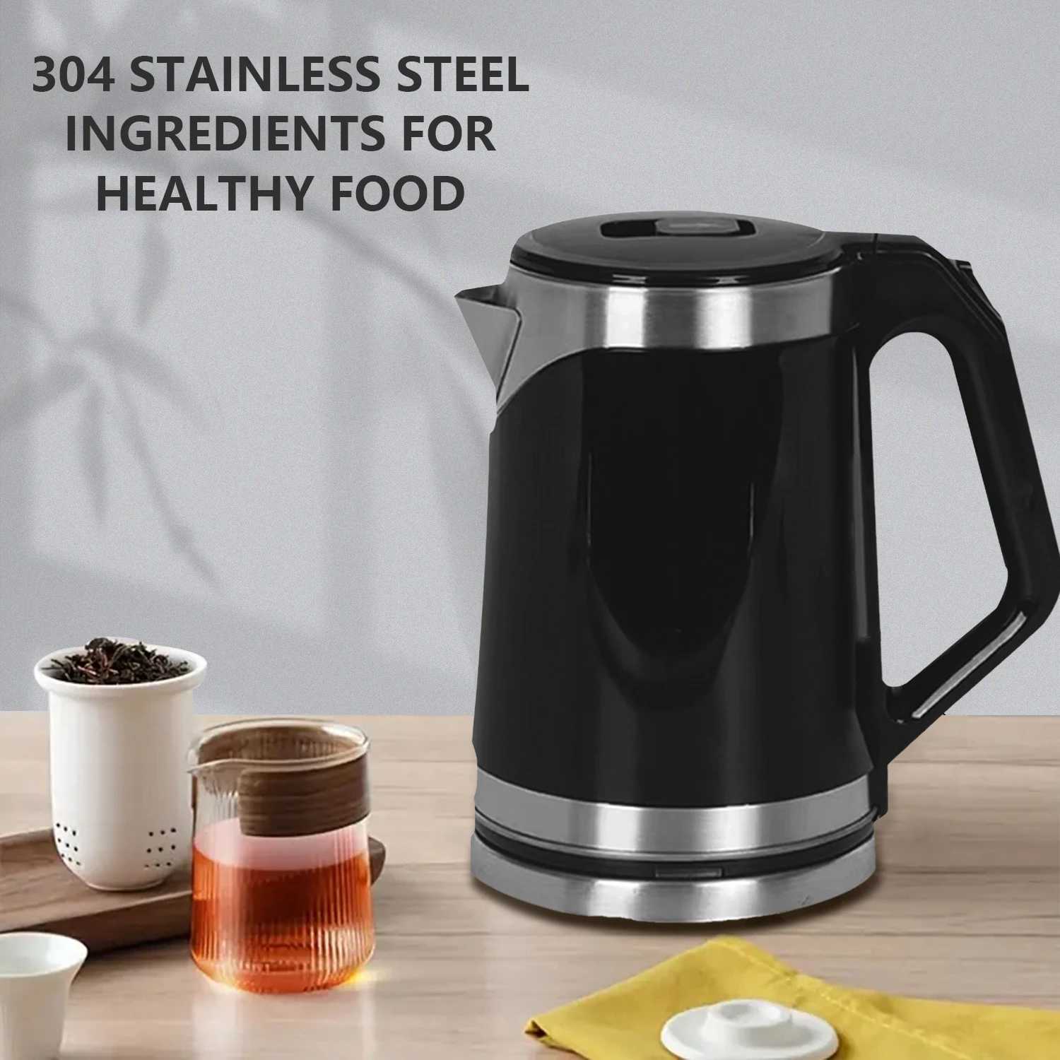 Electric Kettle Stainless Steel Inner Lid Water Heater Teapot Automatic Shut Off 2L 1500W-1700W Power EU Plug C251125