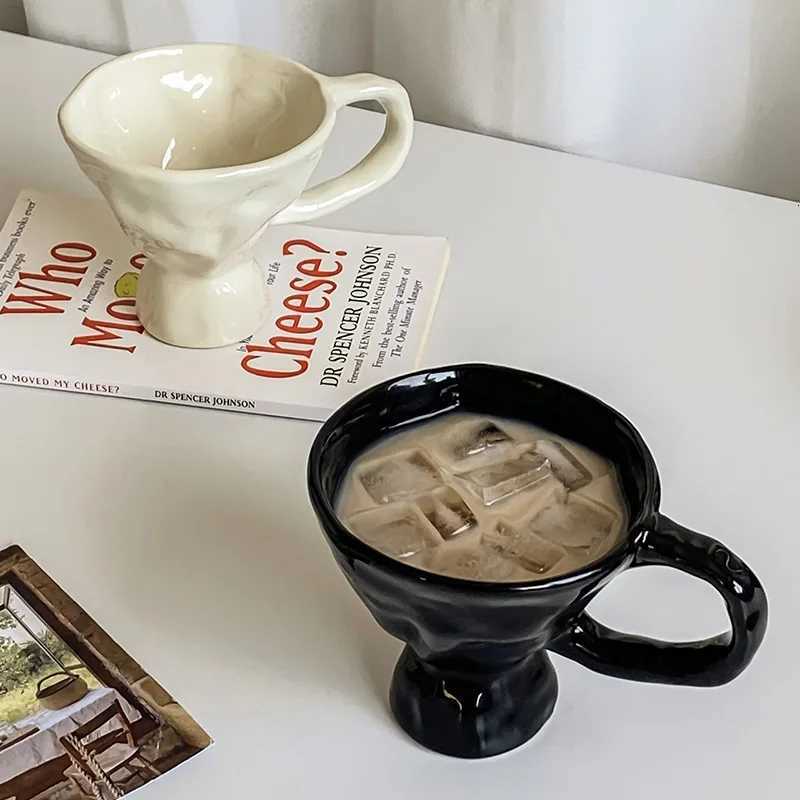 Nordic Ins Solid Color Goblets Mug Cup Ornaments Living Room Kitchen Ceramic Office Coffee Cup Craft Home Decoration Accessories Y251125