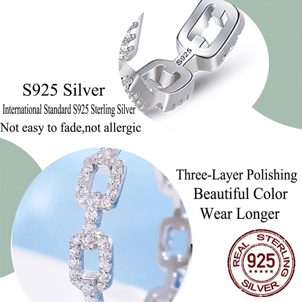 CWWZircons 925 Sterling Silver Trendy Cuban Link Chain Finger Rings for Women White CZ Fine Party Accessories Jewelry Gift SR011 250425