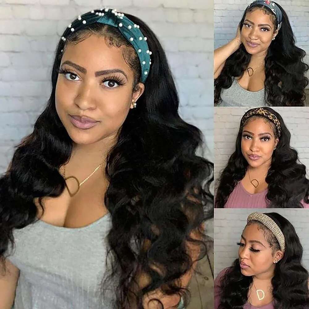 Hine Made Wig Ready To Wear Headband Body Wave Remy Human Hair Wigs For Women