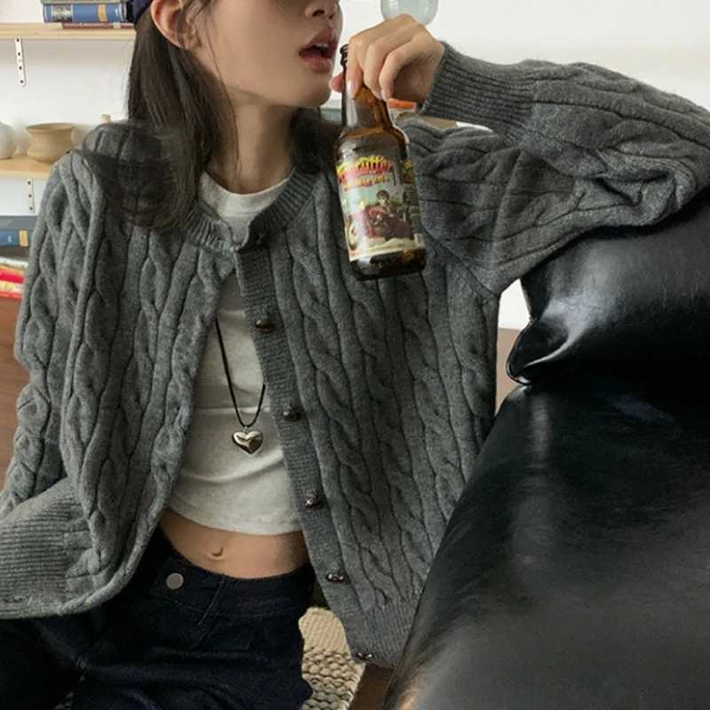 Fashion Autumn Women Long Sleeve Cardigan Sweater Twist Loose Knitted Top Winter Korean Style Elegant Casual KnitwearT251125