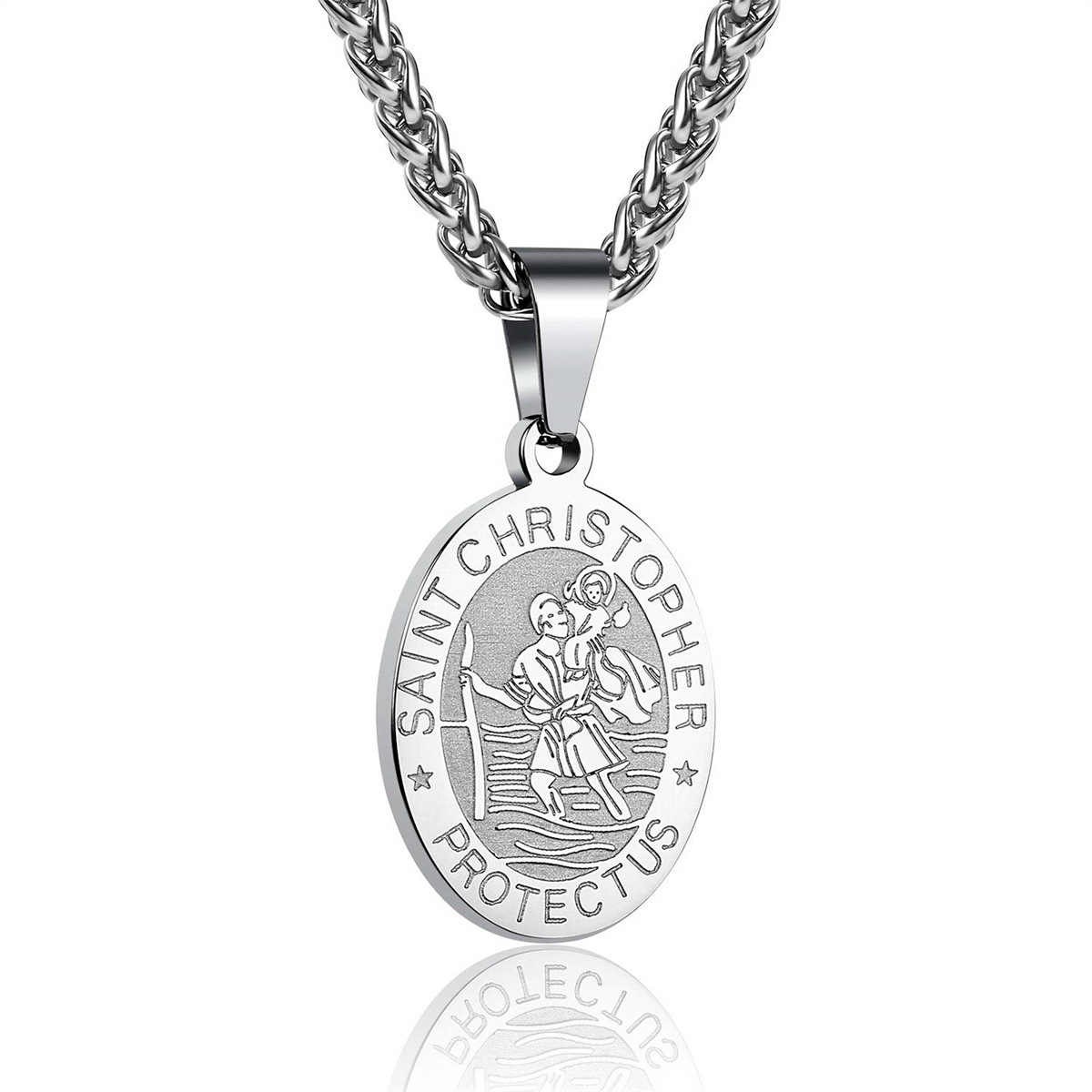 Double-sided Portrait Medal Cross Stainless Steel Pendant Necklace for Men and Women Y2K necklace men moissanite chain designer necklace designer jewe - view 7