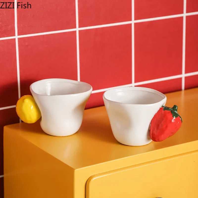 Lovely Strawberry Lemon Mug Creative Ceramic Cups Dining Table Coffee Mugs Afternoon Tea Teacup Water Cup Fruits Juice Container Y251125