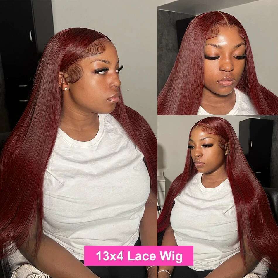 Reddish HD 13X6 Front Human Hair Wigs For Women Brazilian Colored Red Brown Straight Lace Frontal Wig Pre Plucked