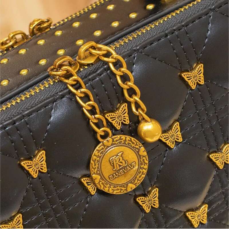 Women's 2024 New Brand Handbag Leather Bucket Bag, High-End Designer Single Shoulder Crossbody Portable Square Bag