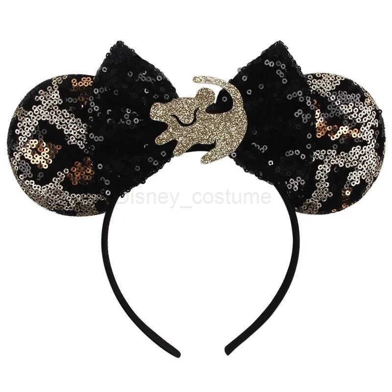Disney Mickey Mouse Ears Leopard print Headband Suitable for Girls Babies Women Glitter Bow Hair Accessories Adults Hair Childrens Gifts X250425