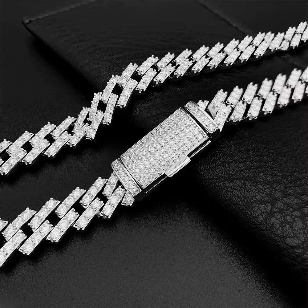 8mm Width Iced Out Hiphop Full Diamond Cuban Link Chain Necklace