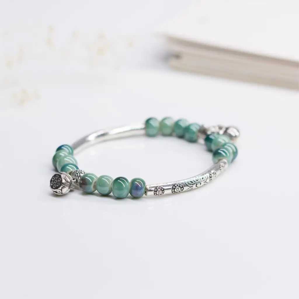 Hand Catenary Female Small Pure And Fresh And Tibetan silver-plate Accessories Ceramic Bracelet For Girls Women Ladies J251125