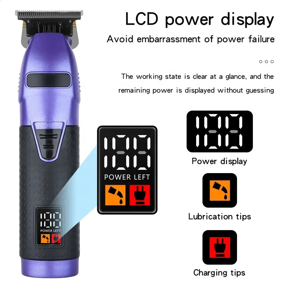 0mm Zero Professional Hair Trimmer For Men Beard Hair Clipper Electric Pro Barber Cordless HairCut Machine Rechargeable 250424