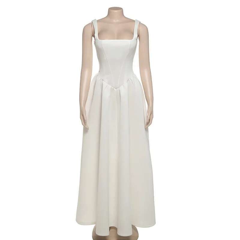 Dongdumaoyi Townlike Waist Wrap A Line Dress Women Spaghetti Strap Spring Summer Maxi Long Backless Nightclub Sexy Party Dresses