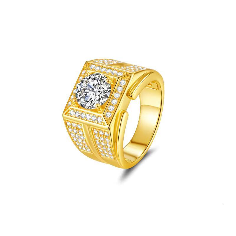 Square Moissanite Hip Hop Ring S925 Silver Plated 18K Gold D Color VVS for Men Statement Street Style Jewelry Ring