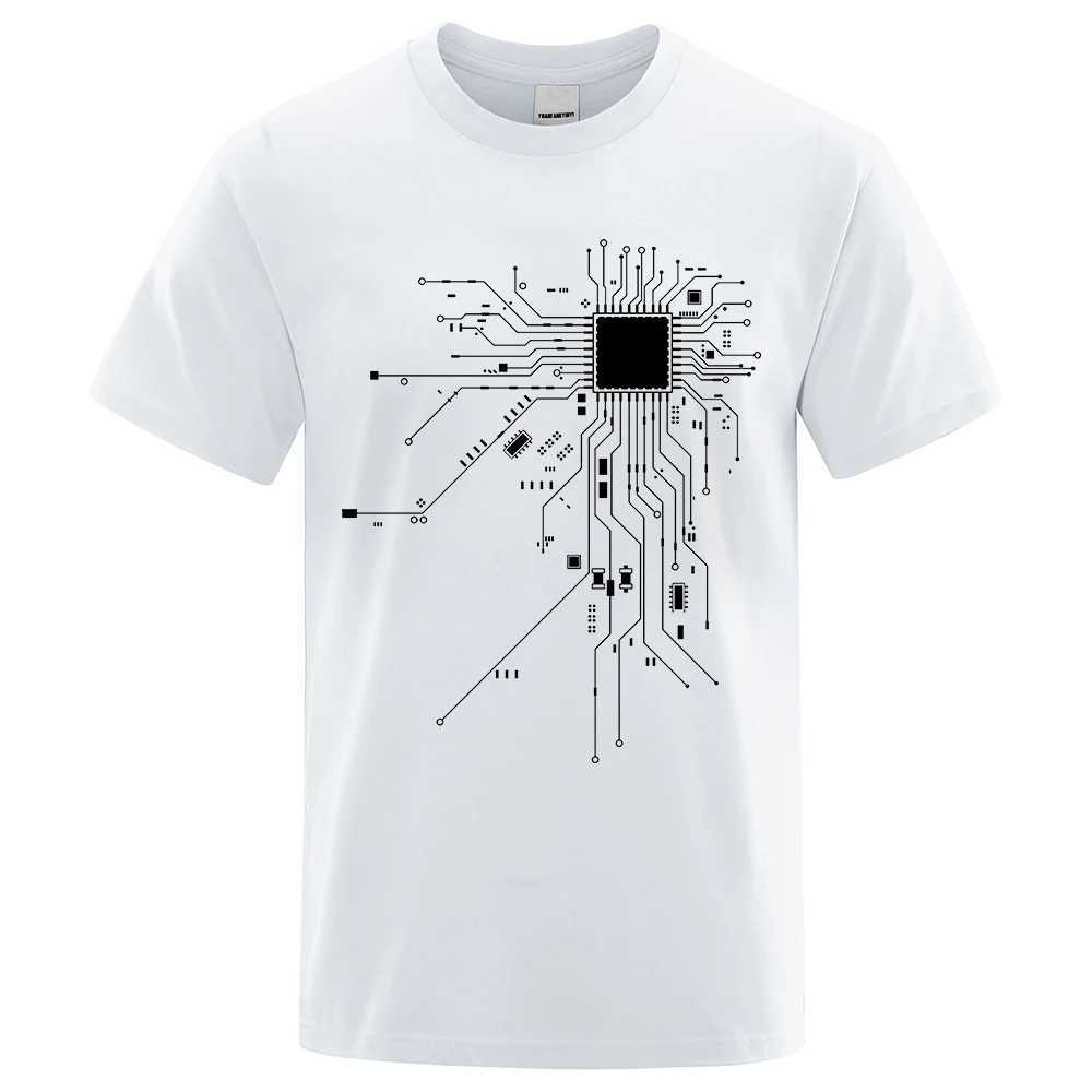 CPU processor circuit diagram T-shirt mens summer cotton T-shirt mens funny top fashion T-shirt mens unisex C99 W250425