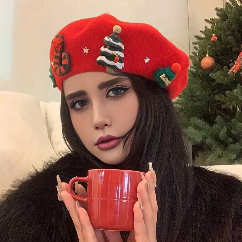 Red Beret Christmas Hat - Trendy festive photographer style Perfect for Xmas Valentines New Year celebrations Shop now J251125