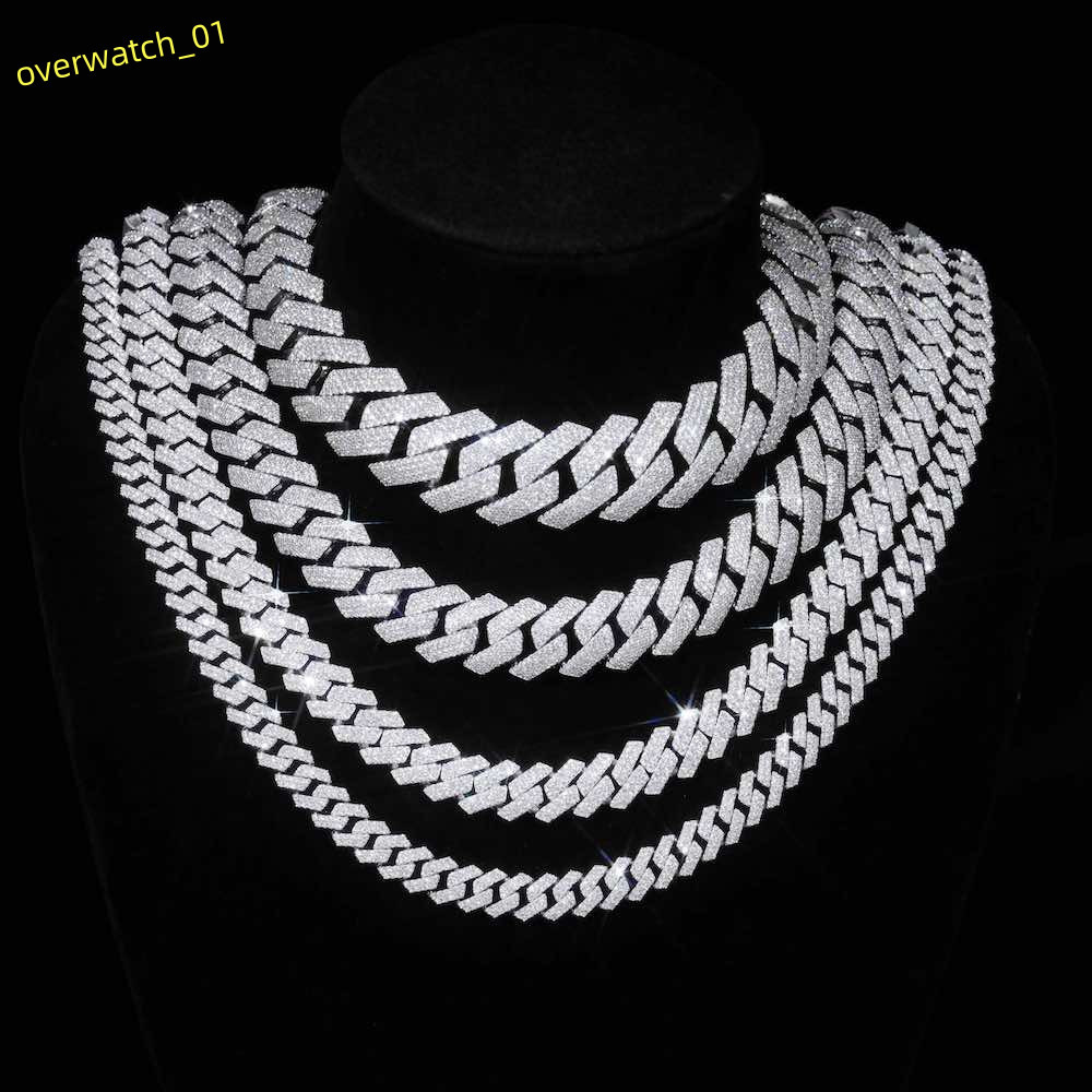 Hip Hop Fashion VVS D Moissanite Chain Iced Out 925 Sterling Silver 6mm-18mm Moissanite Cuban Bracelet Necklace Jewelry