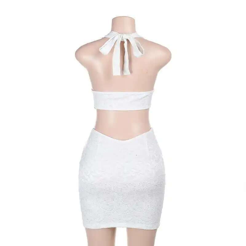 Dongdumaoyi Townlike Jacquard Slim Bodycon Dress Women Halter Spring Summer Hollow Out Backless Nightclub Sexy Party Dresses