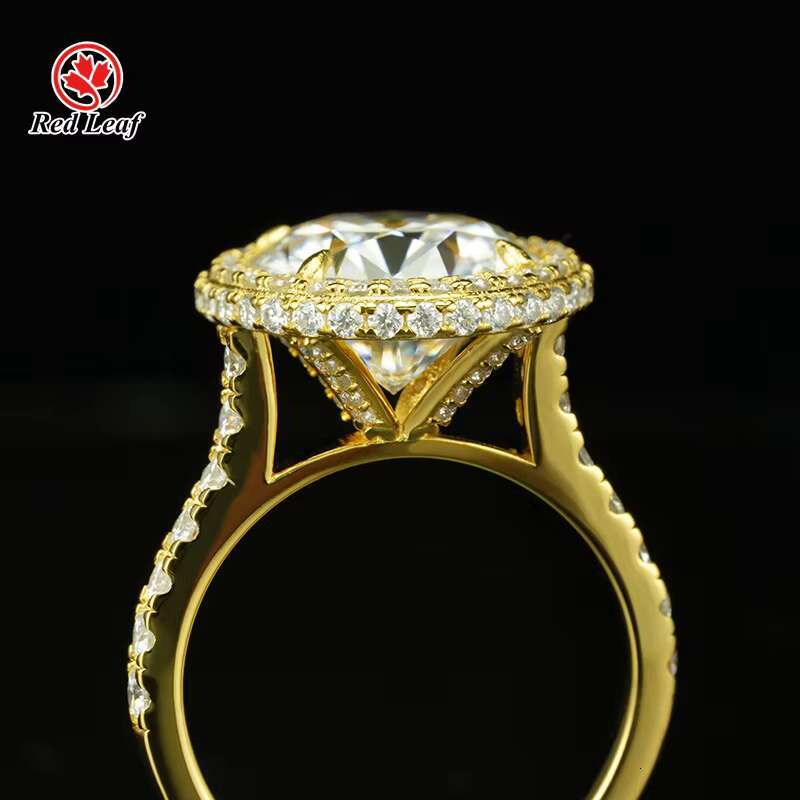 Redleaf Fine Jewelry Classic 3CT Round Moissanite Ring 925 Sterling Silver 18k Gold Plated Engagement Diamond Ring