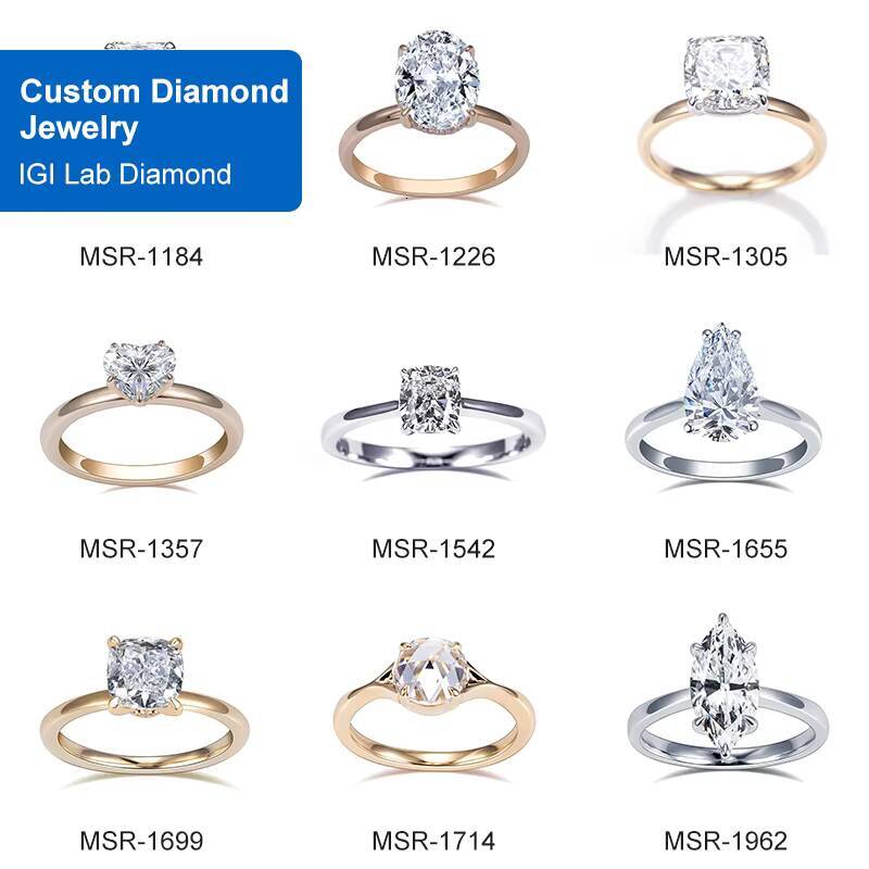 Custom Jewelry for Gift Engagement Ring Wedding Ring Lab Grown Solitaire Diamond Ring