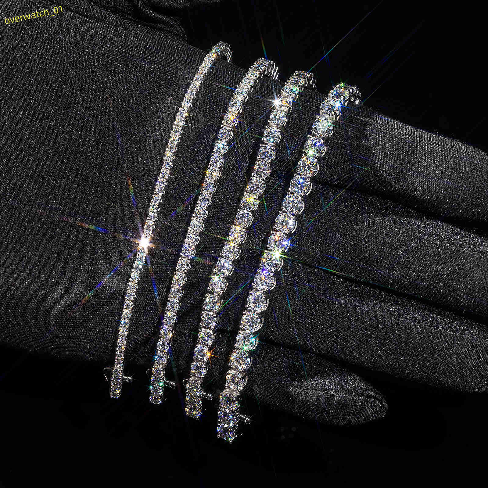 3mm 4mm Vvs Moissanite Chain 925 Sterling Silver White Gold Plated Women Men Gra Certified Mossanite Lab Diamond Tennis Bracelet