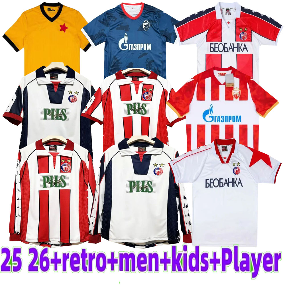 25 26 Crvena Zvezda Home 95 97 99 01 Retro soccer jerseys 2025 football shirt men kids uniform jersey