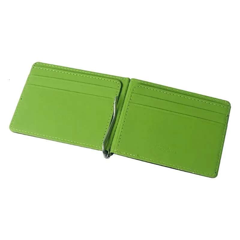 Leather Men Clips Metal Solid Wallets Credit Dollar Purses Money Portafoglio Wallet For Male Minimalist Card Holder
