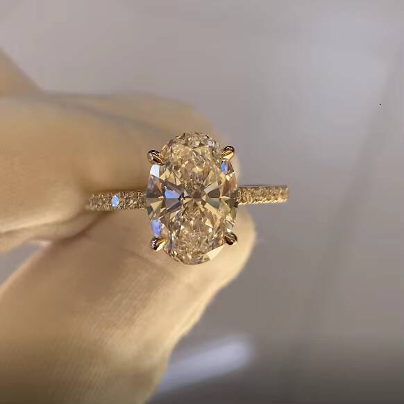 Luxury Rings Jewelry Women Oval Cut Lab Grown Diamond 14K 18k Solid Gold IGI Certified Ring for Womens Special Occasions