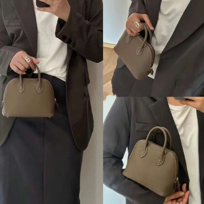 Bolide Half Wax Line High end Head Layer Cowhide Mini Bowling Shell Women's One Shoulder Handheld Crossbody Bag