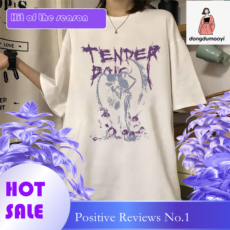 Dongdumaoyi YUMMYY Women S Y K Womens Clothes Summer Gothic Hip Hop Street Top Devil Angel Retro Printing Oversize T Shirt Tee