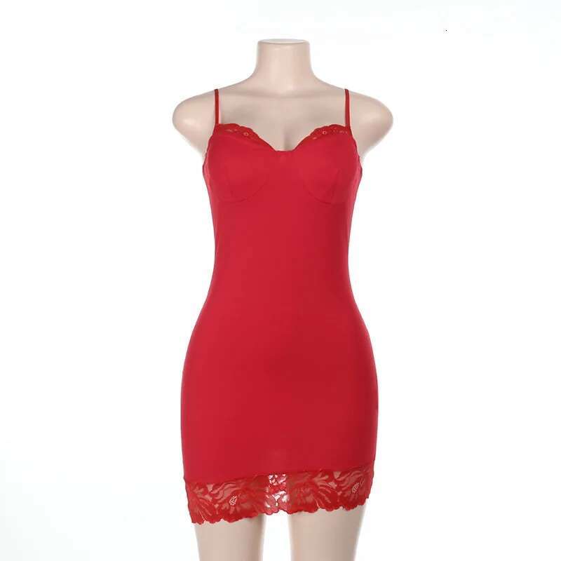 Dongdumaoyi Townlike Lace Side Slim Bodycon Dress Women Spaghetti Strap Mini Spring Summer Strapless Nightclub Sexy Party Dresses
