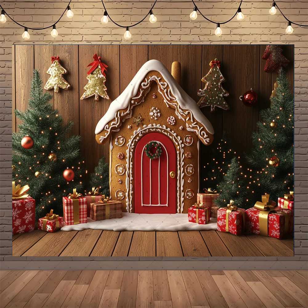 Winter Christmas Photography Background Arch Door Xmas Tree Chic Wall Gift Indoor Decor Banner Kids Portrait Photocall BackdropsM251125