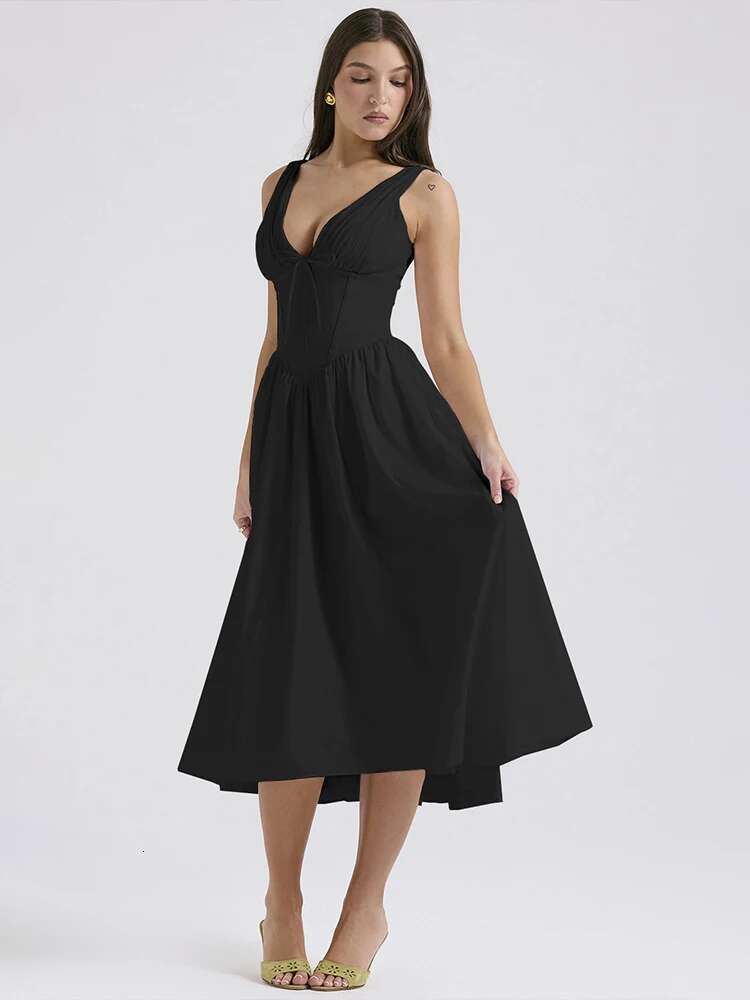 Dongdumaoyi Townlike Waist Wrap Print A Line Dress Women Spaghetti Strap Spring Summer Elegant Midi Long Sexy Party Dresses