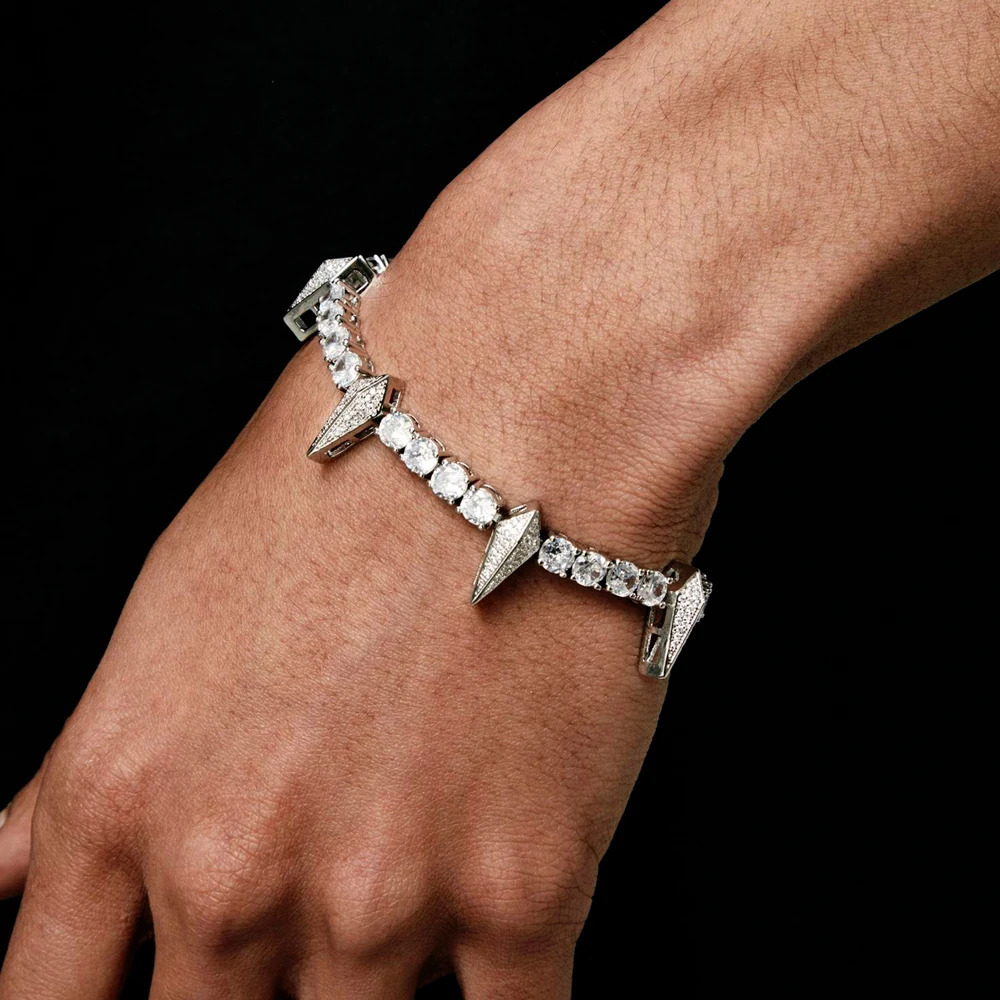 5MM Rrainbow CZ Tennis Chain Miniature Pave Cube Zirconia Spike Charm Rock Punk Hip Hop Mens Ice Out Bracelet 250422