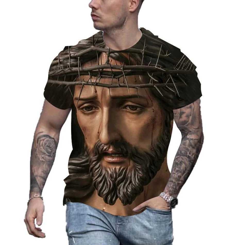 New fashion Jesus Christ 3D printed mens and womens summer casual short sleeved Christian street T-shirt tops W250425